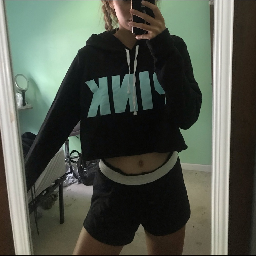 Black cropped hoodie from pink